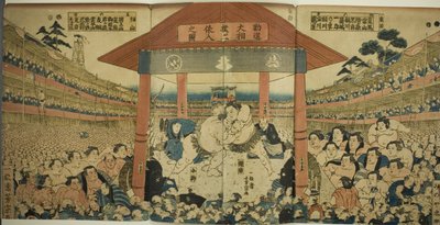 Prozession der Ringer für einen Benefizkampf von Utagawa Yoshimune