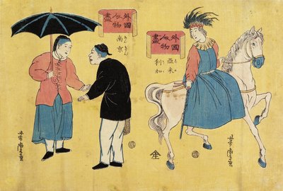 Amerikaner (rechts), Chinesen (links) von Utagawa Yoshitora