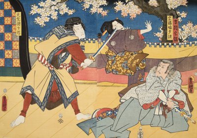 Szene aus Genji Monogatari (Die Geschichte von Genji) von Murasaki Shibuku (geb. 978) ca. 1860 von Utagawa and Toyokuni Kuniyoshi