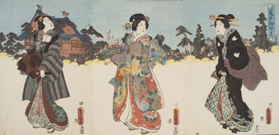 Szene aus Genji Monogatari (Die Geschichte von Genji) von Murasaki Shibuku (geb. 978) ca. 1860 von Utagawa and Toyokuni Kuniyoshi