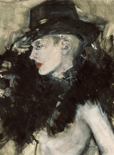 Elegante Frau mit schwarzem Hut von Ute Rathmann