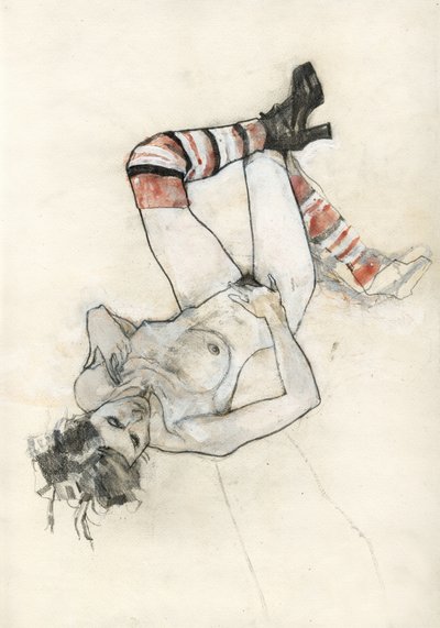 Sinnliche Figur mit Gestreiften Socken von Ute Rathmann
