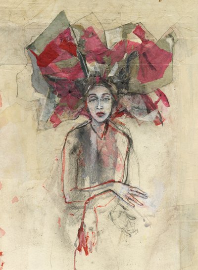 Frau mit Rotem Kopfschmuck von Ute Rathmann