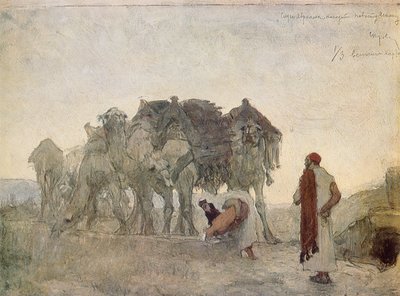 Abrahams Diener findet Isaak eine Braut, Rebekka von Valentin Aleksandrovich Serov