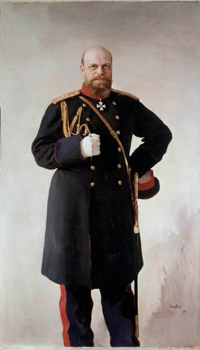Ganzkörperporträt von Alexander III. (1845-1895), Kaiser von Russland. Gemälde von Valentin Serov (1865-1911) 1895 St. Petersburg. Schloss Peterhof von Valentin Aleksandrovich Serov