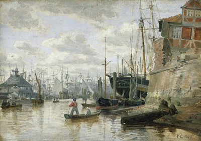 Die Blockhütte im Hamburger Hafen, 1848 von Valentin Ruths