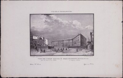 Ansichten von Sankt Petersburg. Das Generalstabsgebäude am Moika-Ufer, 1833 von Vasili Semenovich Sadovnikov