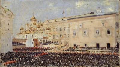 Die Krönung von Kaiser Alexander III. im Moskauer Kreml am 15. Mai 1883, 1883 von Vasili Vasilievich Vereshchagin