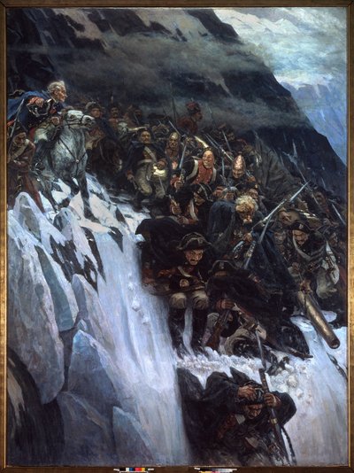 Italienfeldzug (1799-1800): Der Marsch von Alexander Suworow und den russischen Truppen durch die Alpen im Jahr 1799 von Vasilij Ivanovic Surikov