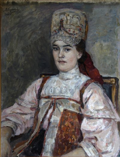 Porträt von Natalia Fyodorovna Matveyeva, 1908 von Vasilij Ivanovic Surikov