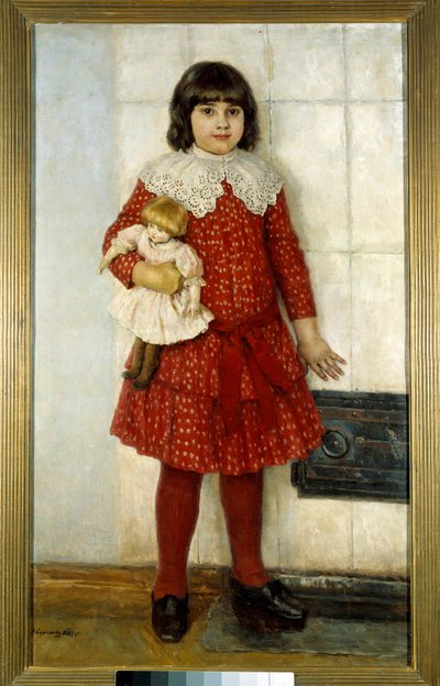 Das Mädchen mit der Puppe. Gemälde von Vasilli Ivanovich Surikov (1848-1916) 1888. Moskau, Tretjakow-Galerie von Vasilij Ivanovic Surikov