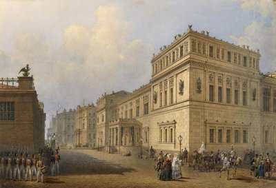 Ansicht der Neuen Eremitage durch die Millionnaya-Straße von Vasily Semyonovich Sadonikov