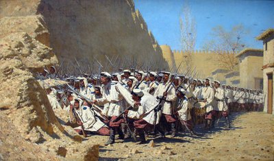 An der Festungsmauer. "Lasst sie eintreten" von Vasily Vereshchagin