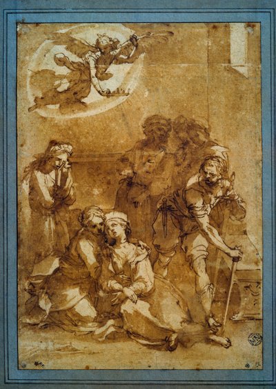 Der Tod der hl. Cäcilia (Vorbereitungszeichnung) von Ventura di Arcangelo Salimbeni