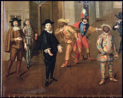 Italienische und französische Komödianten spielen in Farcen, 1670 (Detail) von Verio