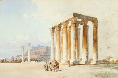 Tempel des Zeus mit Akropolis, Parthenon, Athen von Vicenzo Lanza