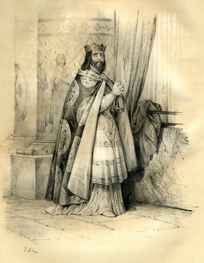 Dagobert I. (ca. 600-639) König von Austrasien (623 bis 629), König aller Franken (629 bis 634), König von Neustrien und Burgund (634 bis 639). Die Herrschaft von Dagobert I. von Victor Adam