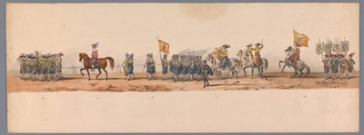 Historischer Umzug zum zweiten Jahrhundertfest der Universität Utrecht, 1836 (Platte 7) von Victor Adam