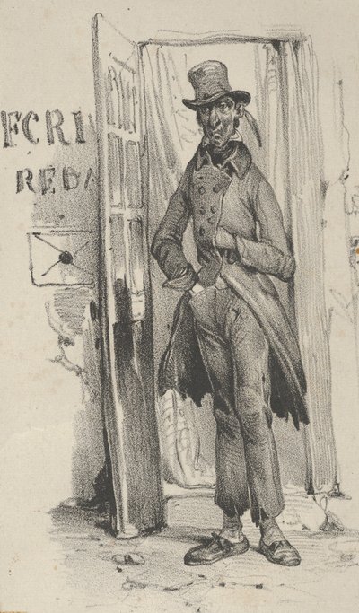 Mann, der in einer Tür steht, Mitte des 19. Jahrhunderts von Victor Adam