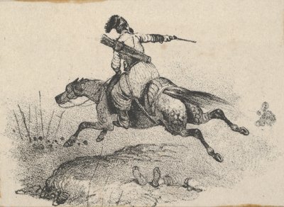 Soldat auf galoppierendem Pferd, Mitte des 19. Jahrhunderts von Victor Adam