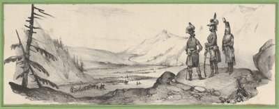 Drei Soldaten in einer Landschaft von Victor Adam