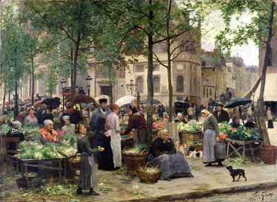 Der Platz vor Les Halles, 1880 von Victor Gabriel Gilbert