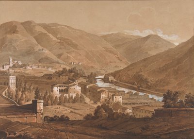 Stadt in einem Alpenthal, n.d. von Victor Jean Nicolle