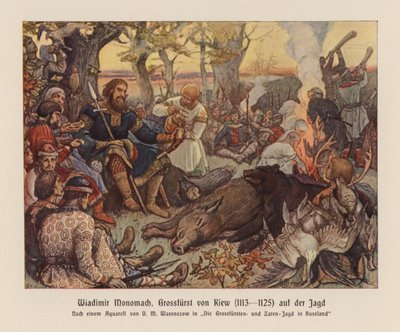 Wladimir II. Monomach, Großfürst der Kiewer Rus auf der Jagd von Victor Mikhailovich (after) Vasnetsov