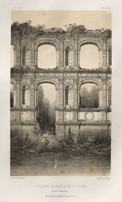 Ruinen einer Galerie eines Schlosses, nach einer alten Zeichnung von Victor Petit
