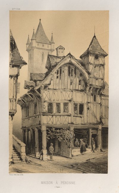 Architektur Pittoresque oder Denkmäler des 15. und 16. Jahrhunderts: Schlösser Frankreichs des 15. und 16. Jahrhunderts: Pl. 27, Haus in Peronne (Somme) von Victor Petit