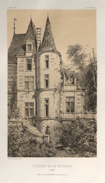 Architektur Pittoresque oder Denkmäler des 15. und 16. Jahrhunderts: Schlösser Frankreichs des 15. und 16. Jahrhunderts: Pl. 29, Schloss von La Bouverie (Sarthe) von Victor Petit