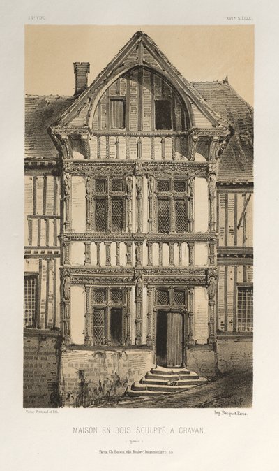 Pl. 25, Maison En Bois Sculpte A Cravan Yonne von Victor Petit