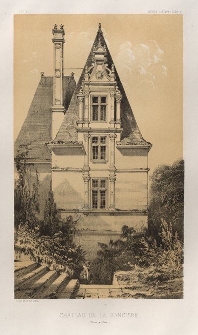 Pl. 37, Château De La Ranciere Maine et Loire, 1860 von Victor Petit