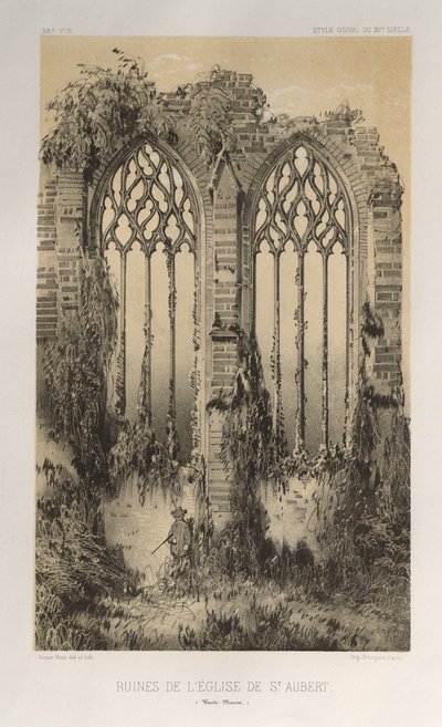 Ruinen der Kirche von St. Aubert Haute-Marne, 1860 von Victor Petit
