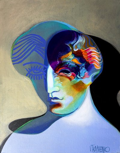 Buntes abstraktes Gesicht von Victor Tkachenko
