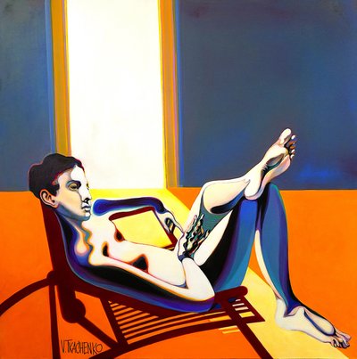 Liegender Mann im Sonnenlicht von Victor Tkachenko