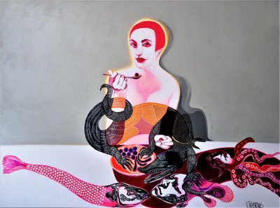 Surreale Frau in Meereslandschaft von Victor Tkachenko