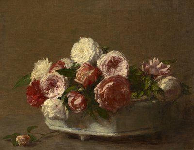 Rosen in einem Porzellanpflanzer, ca. 1875?-1900 von Victoria Dubourg