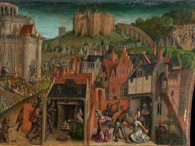 Eroberung Jerusalems durch Titus (Predella) von Vienna Master of Mary of Burgundy