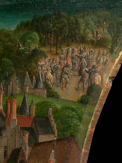 Eroberung Jerusalems durch Titus (Predella) von Vienna Master of Mary of Burgundy