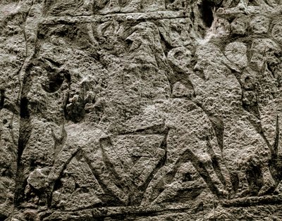Die Toten reiten auf dem Pferd Odins (Detail eines Wikinger-Grabsteins, 7.-8. Jahrhundert n. Chr.) von Viking