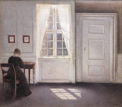 Innenraum in Strandgade, Sonnenlicht auf dem Boden von Vilhelm Hammershøi