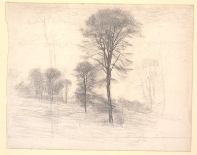Landschaft mit verstreuten Bäumen. "Ryet" bei Farum See von Vilhelm Hammershøi