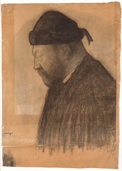 Porträt von Thorvald Bindesbøll im Profil nach links von Vilhelm Hammershøi