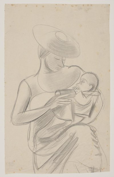 Die Frau des Künstlers mit der kleinen Tochter Dorte von Vilhelm Lundstrøm