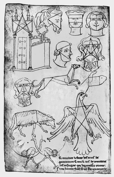 Ms Fr 19093 fol.18v Verschiedene Zeichnungen (Faksimile) von Villard de Honnecourt