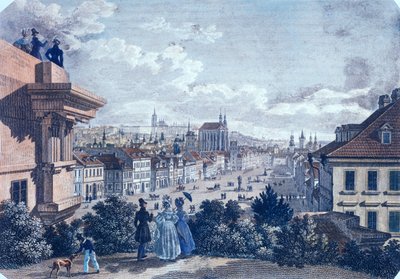 Pferdemarkt auf dem Wenzelsplatz, Prag, 1835 von Vincenc and Geissler, F. Morstadt