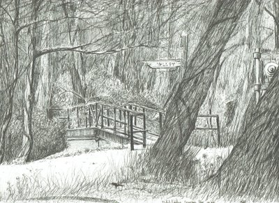 Die alte Metallbrücke, Bramhall Park, 2004 von Vincent Alexander Booth