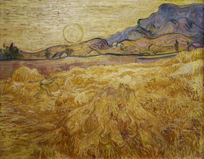 Weizenfeld mit Schnitter und Sonne, 1889 von Vincent van Gogh