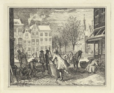 Herren arbeiten in einer Straße von Vincent Laurensz. van der Vinne (II)